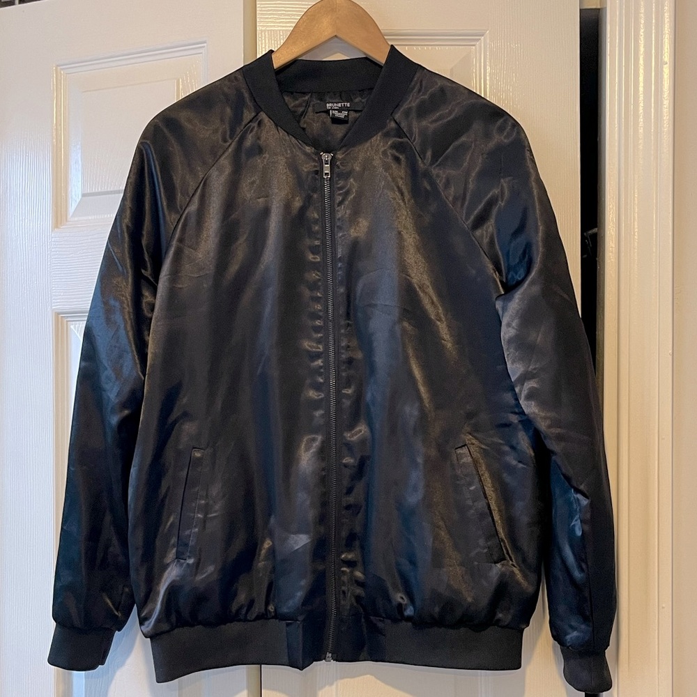 Brunette Black Bomber Jacket